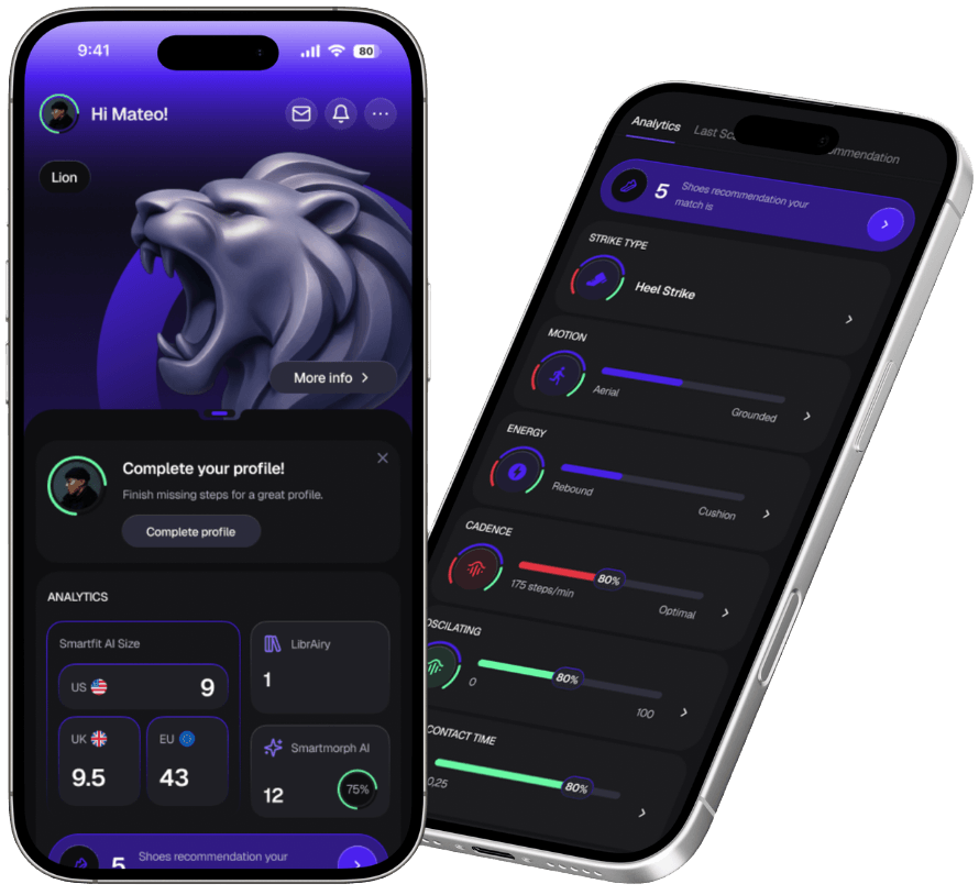StrideMatch app – Dashboard and biomechanical analysis