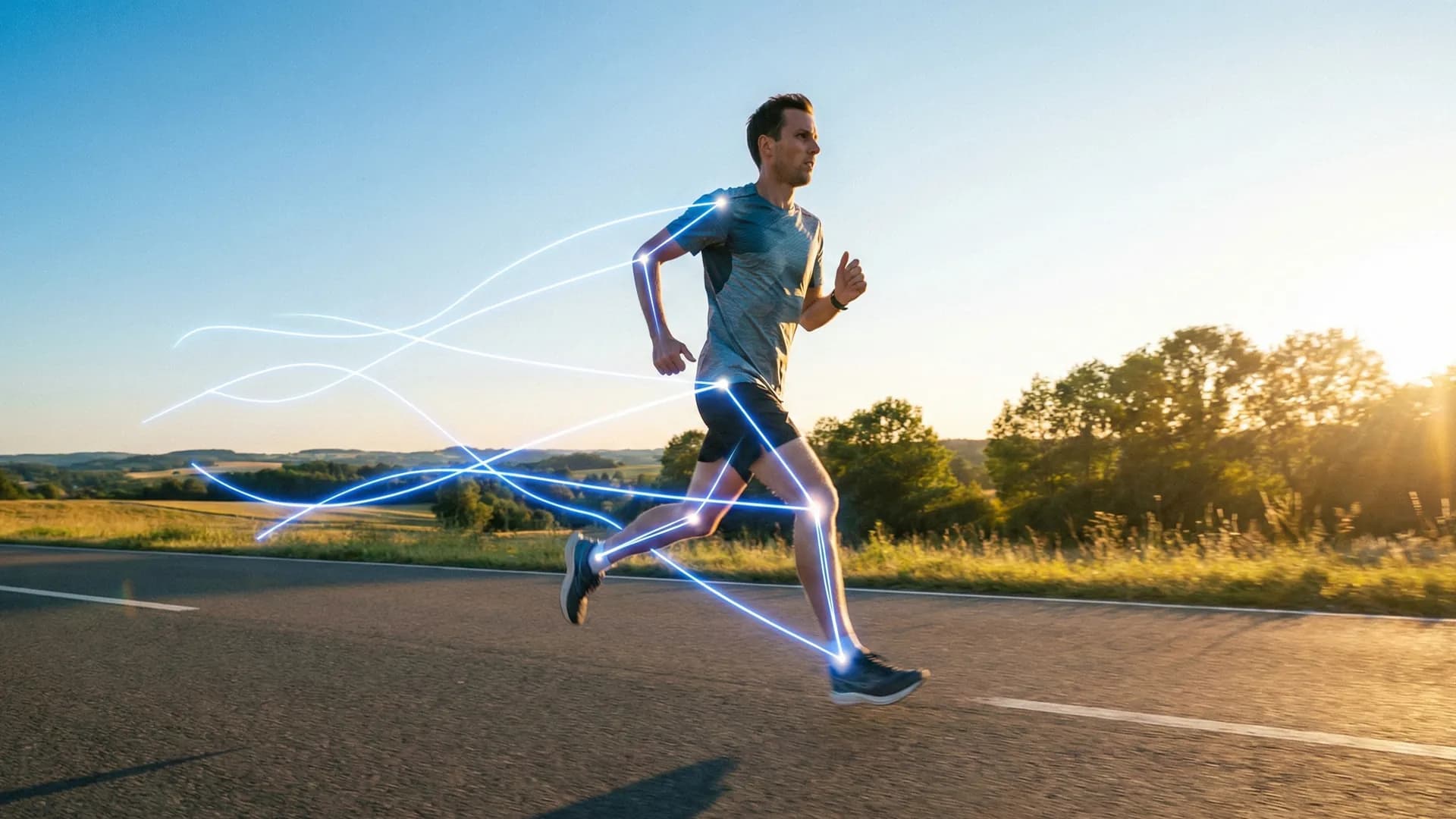 Runner with biomechanical analysis